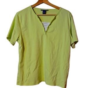 Karen Scott Large Light Green 100% Cotton T-Shirt [0040]